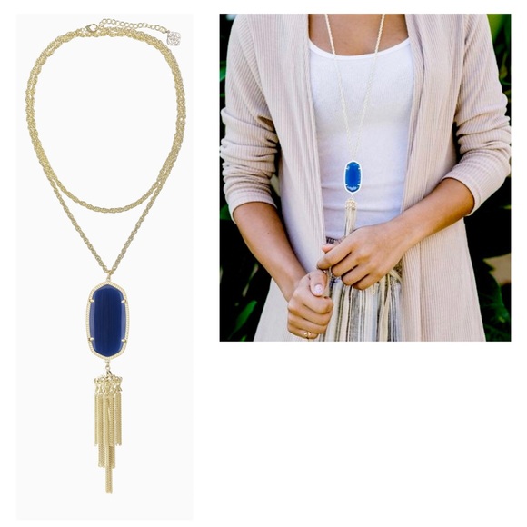 Kendra Scott • “Rayne” Necklace • Gold + Navy - Picture 2 of 4